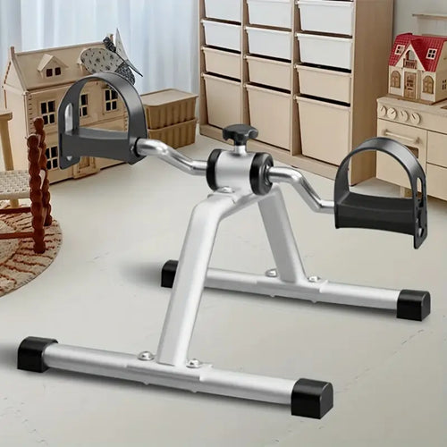 Manual Pedal Exercise Bike - White Stainless Steel Home Trainer with Adjustable Resistance